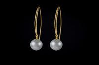 Gold Plated Sterling Silver Handcrafted Pearl Double Band Earring
