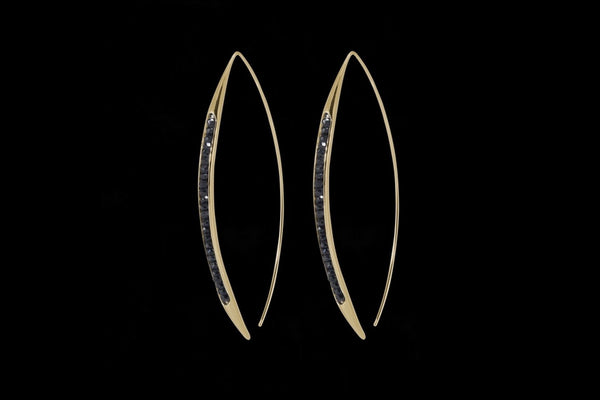 Gold Plated Sterling Silver Handcrafted Black Spinel Seeds Earring
