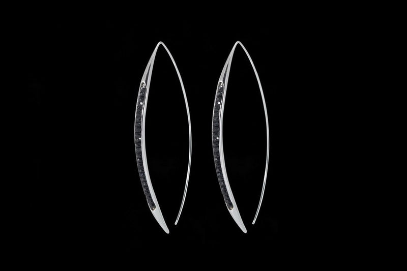 Sterling Silver Handcrafted Black Spinel Seeds Earring