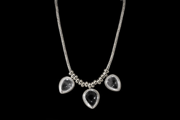 Sterling Silver Handcrafted Crystal Petal Necklace