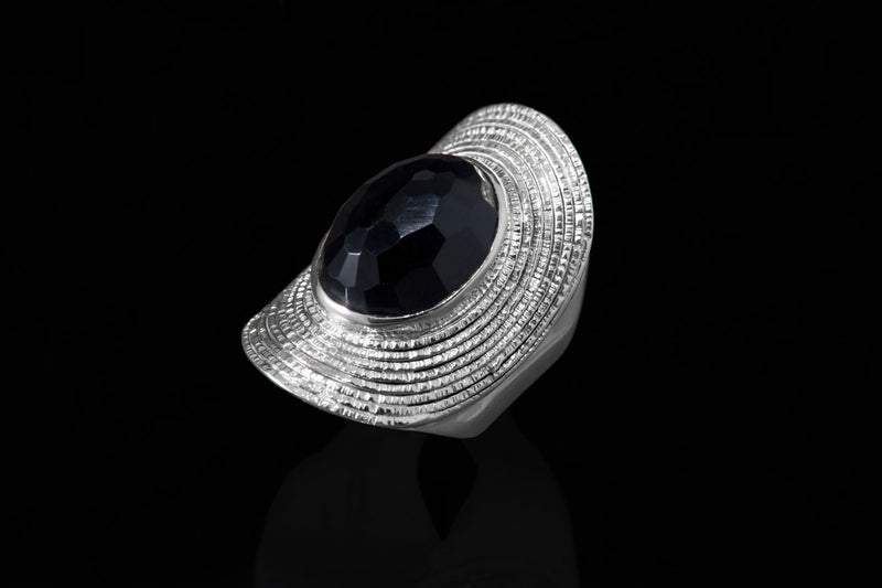 Sterling Silver Handcrafted Cleopatra Black Onyx Ring