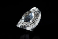 Sterling Silver Handcrafted Cleopatra Faceted Crystal Ring