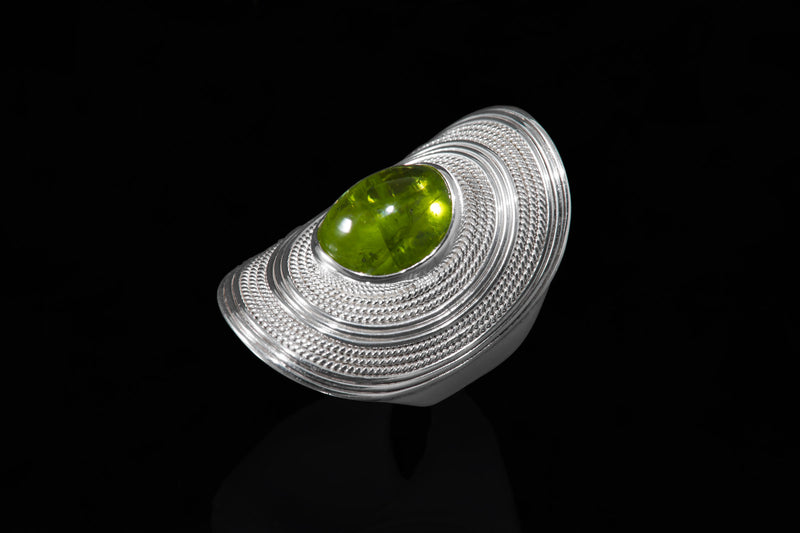 Sterling Silver Handcrafted Cleopatra Peridot Ring