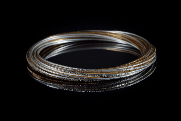 Gold Plated Sterling Silver Handcrafted Flow 2 Tone Bangle