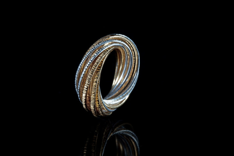 Gold Plated Sterling Silver Handcrafted 2 Tone Flow ring