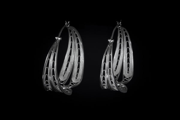 Sterling Silver Handcrafted Filagree Hoop Earrings