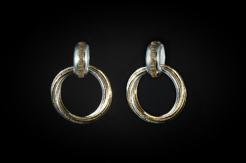 Gold Plated Sterling Silver Handcrafted 2 Tone Flow Earrings