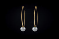 Gold Plated Sterling Silver Handcrafted Pearl Single Band Earring
