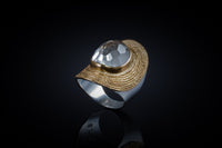 Gold Plated Sterling Silver Handcrafted Cleopatra Ring with Faceted Crystal