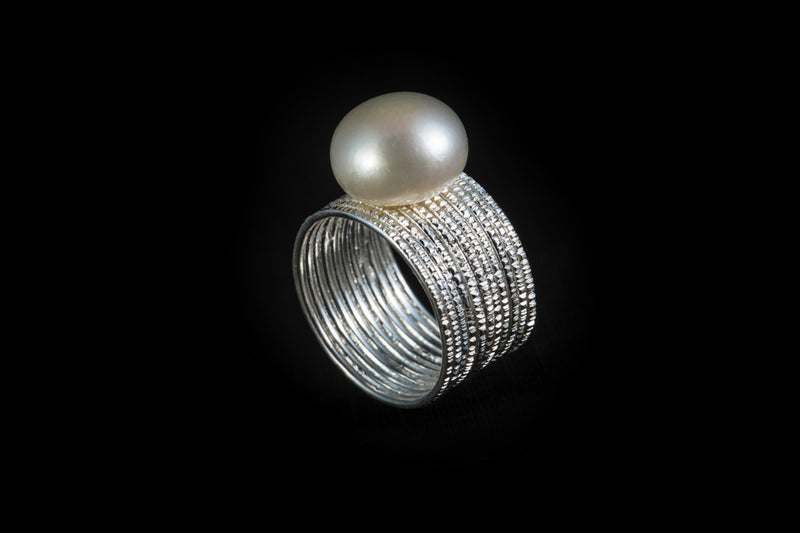 Sterling Silver Handcrafted Pearl Ring
